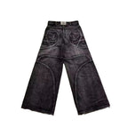 High Street Washed Distressed Black And Gray Straight Jeans