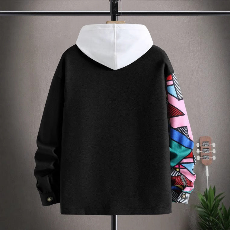  Men's Clothing Printed Casual Loose Pockets Jacket