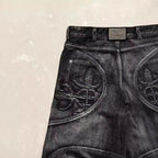 High Street Washed Distressed Black And Gray Straight Jeans