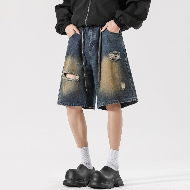 American High Street Make Old Ripped Jeans