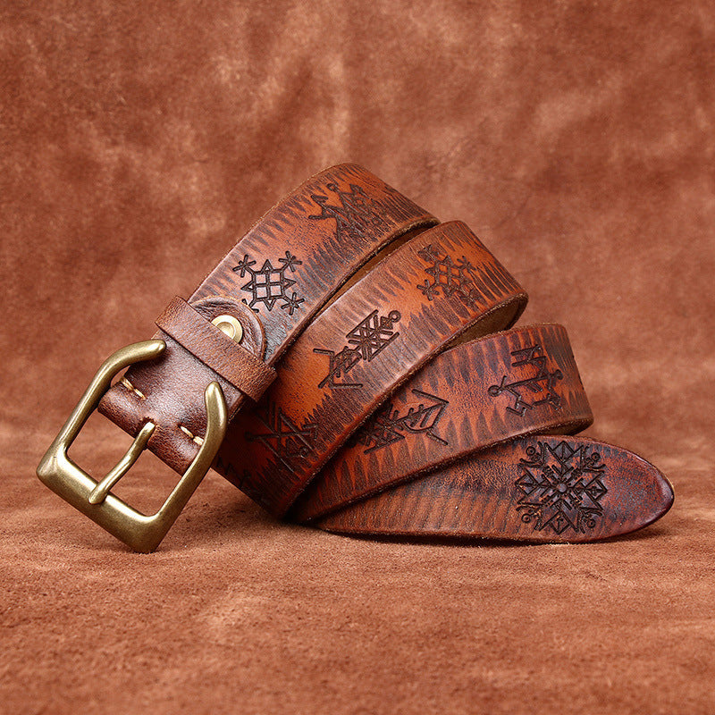 Retro Personality Trend Carved All-matching Jeans Belt
