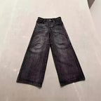 High Street Washed Distressed Black And Gray Straight Jeans