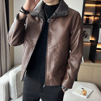 Hong Kong Style Velvet Padded Men's Leather Jackets