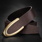 Men's Leather Smooth Buckle First Layer Cowhide Belt