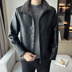 Hong Kong Style Velvet Padded Men's Leather Jackets