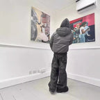 High Street Washed Distressed Black And Gray Straight Jeans