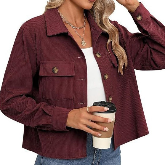 Short Corduroy Button Navel Jacket Short Coat Cross Border