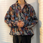 Loose Autumn And Winter Japanese-style Retro Ethnic Style Couple Long Sleeve Shirt