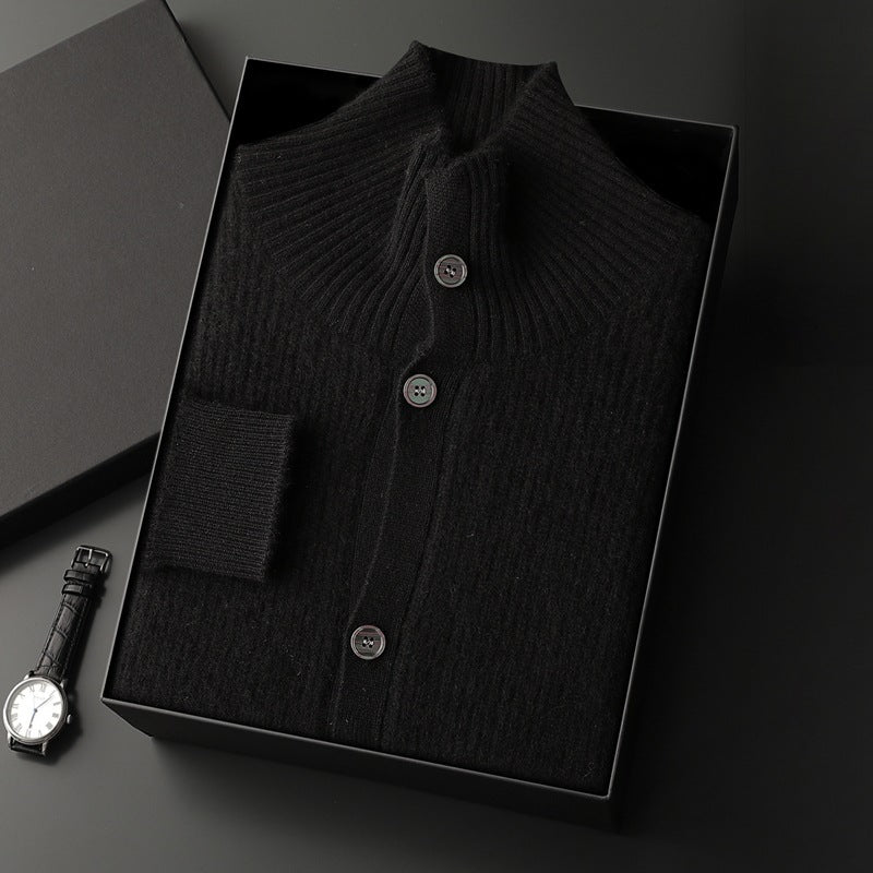 Men's Cashmere Cardigan Stand Collar Simple Urban Outerwear