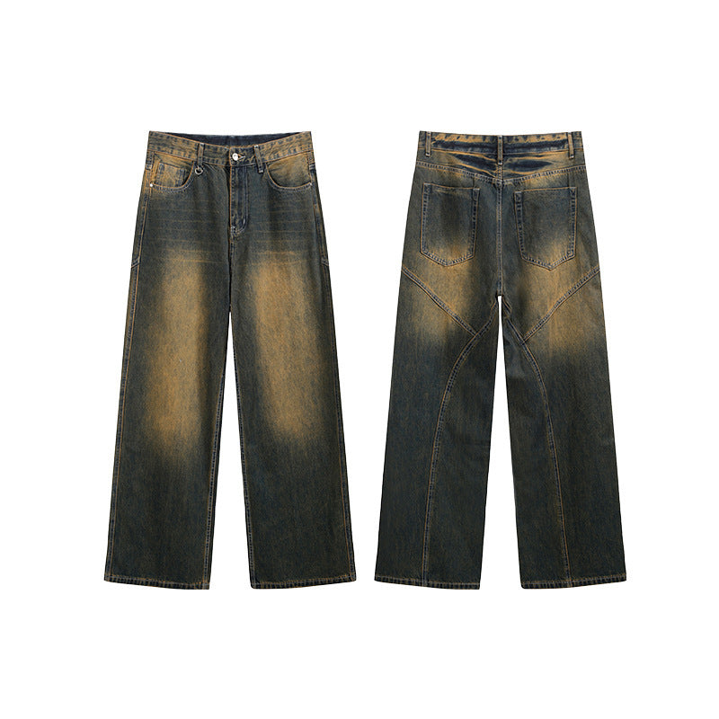 Men's Clothing Street Three-dimensional Cutting Worn Jeans