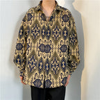 Loose Autumn And Winter Japanese-style Retro Ethnic Style Couple Long Sleeve Shirt