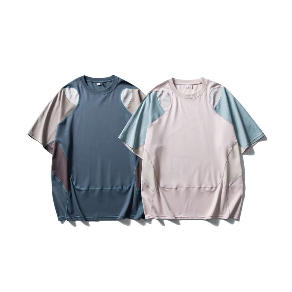 Men's Patchwork Contrast Color Sports T-Shirt | Trendy Fit