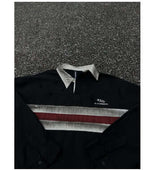 Color Contrast Patchwork Long Sleeve Polo Shirt Men