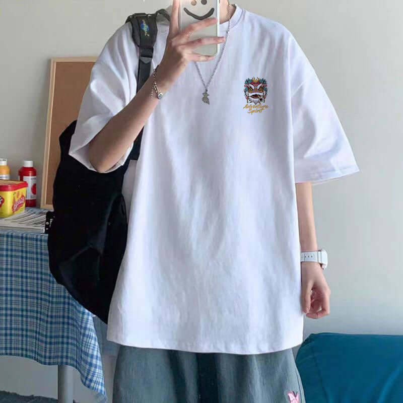 Cotton Short Sleeve Plus Size Loose Round Neck