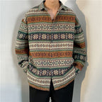 Loose Autumn And Winter Japanese-style Retro Ethnic Style Couple Long Sleeve Shirt