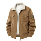 Fleece-lined Fashionable Lapel Workwear Lambswool Men's Coat