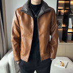 Hong Kong Style Velvet Padded Men's Leather Jackets
