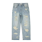 Water Washed Hole Retro Street Wide Leg Jeans