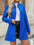 Fashionable Elegant Collar Button A- Swing Long Sleeve Slim Jacket
