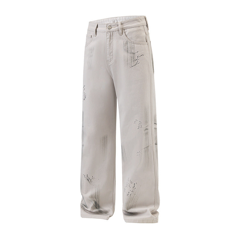 American Street Hip Hop Tie-dyed Washed Jeans Men