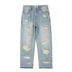 Water Washed Hole Retro Street Wide Leg Jeans