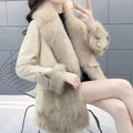 Faux Fur Mid-length Fox Fur Padded Coat