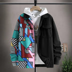  Men's Clothing Printed Casual Loose Pockets Jacket